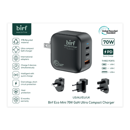 Birf Eco Mini 70W GAN Ultra Compact Travel Charger